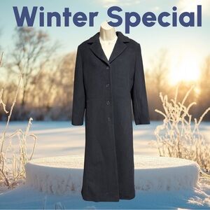 Vintage Cashmere Wool Blend Ladies BLACK Coat 8P - NWT